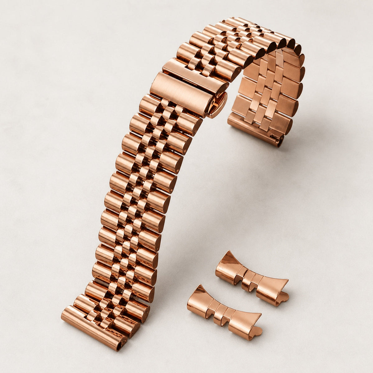 Bracelet acier massif cinq rangs — finition or rose — Maison Noirmont