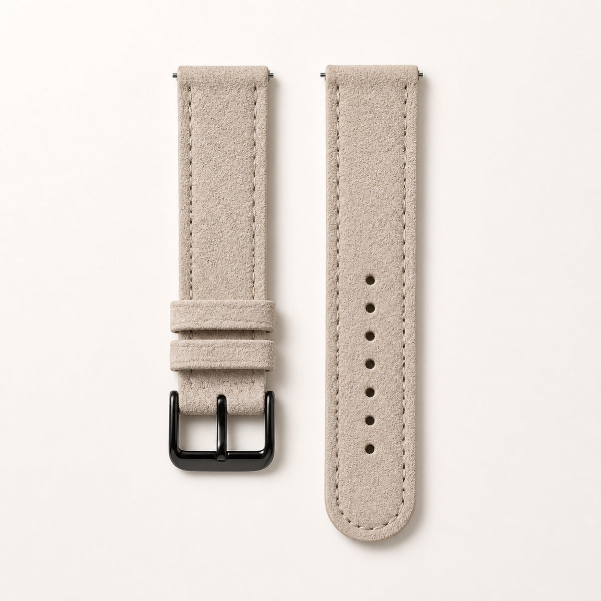 Bracelet cuir daim beige, boucle noire — Maison Noirmont