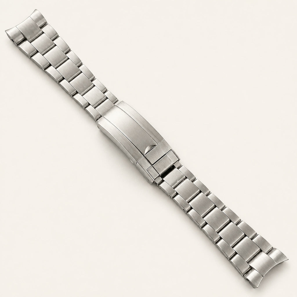 Bracelet à maillons arrondis acier, centre brossé — Maison Noirmont