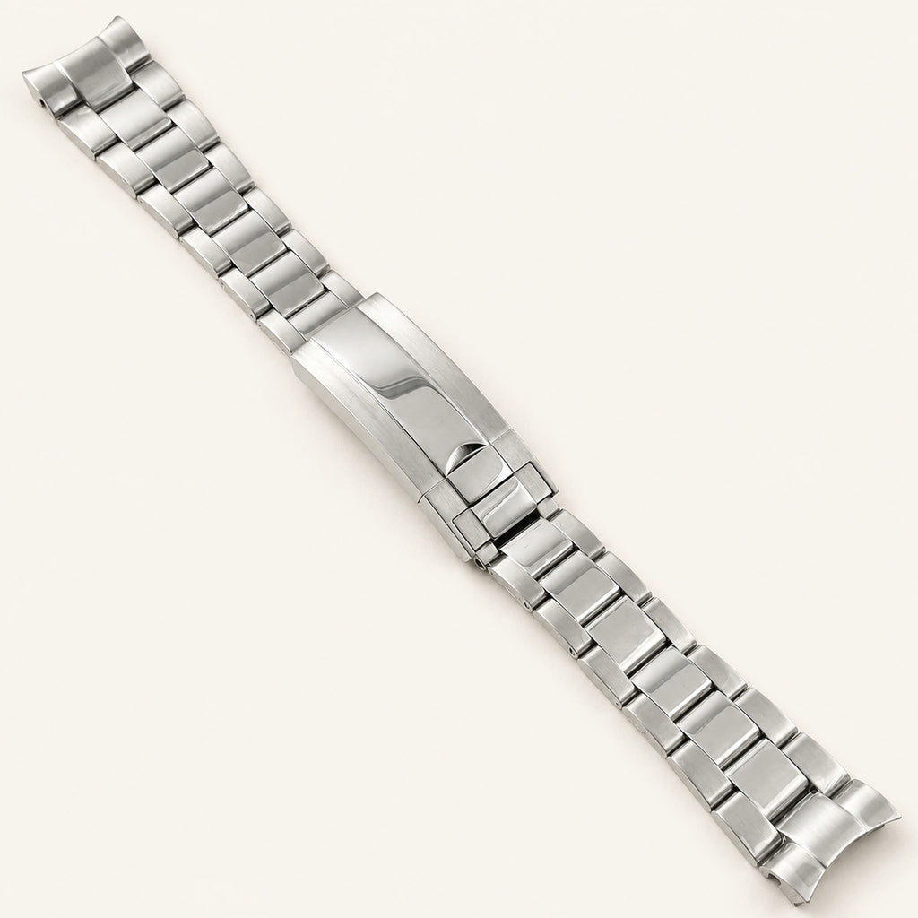Bracelet à maillons arrondis acier, centre poli — Maison Noirmont