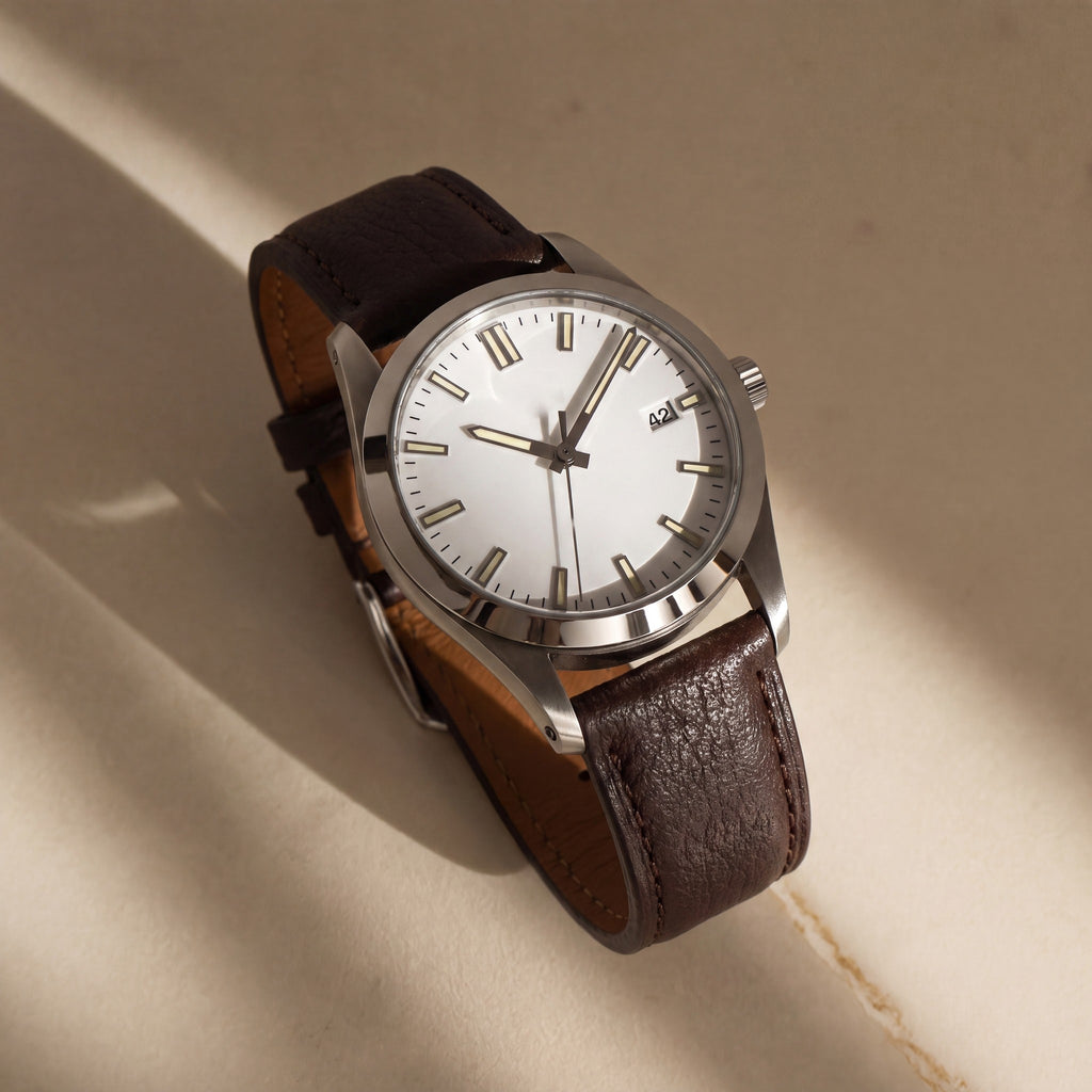 Quarante-et-Un — cadran blanc, bracelet cuir — Maison Noirmont