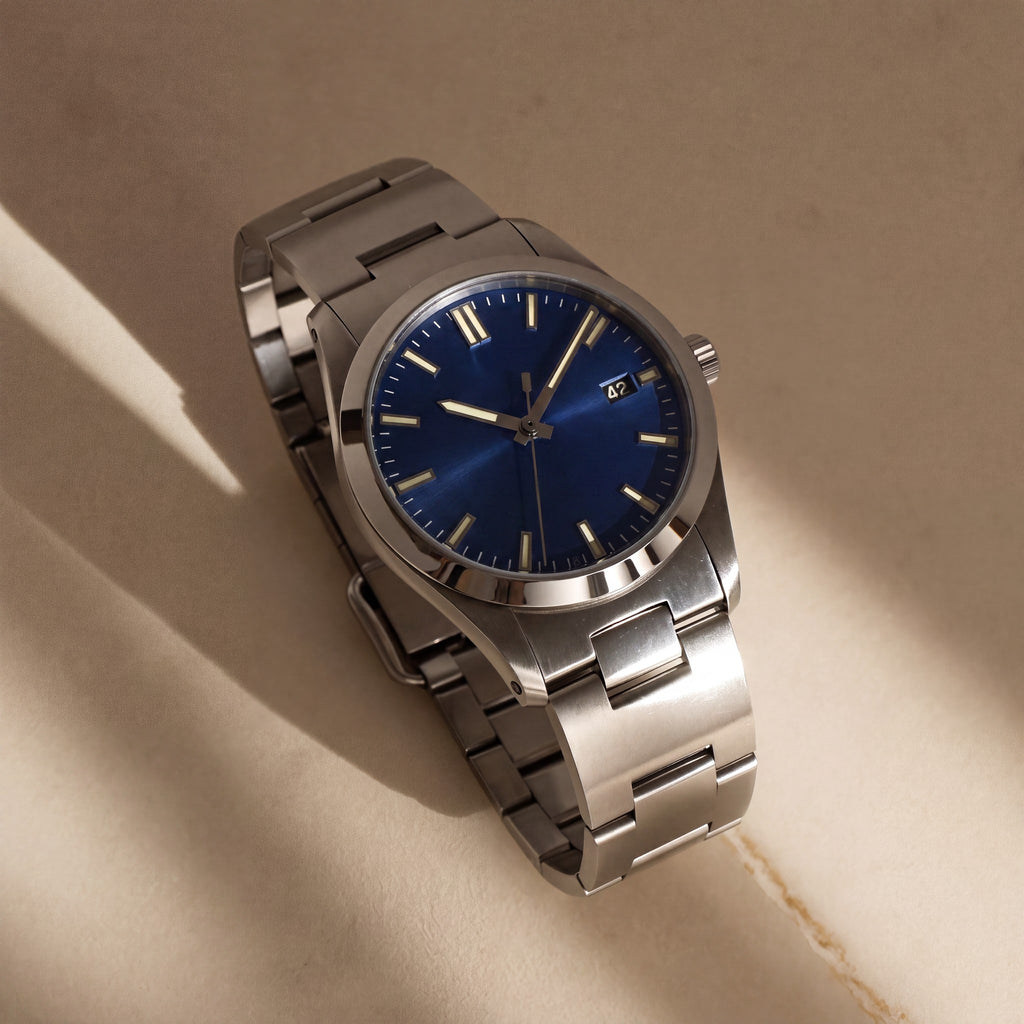 Quarante-et-Un — cadran bleu, bracelet acier — Maison Noirmont