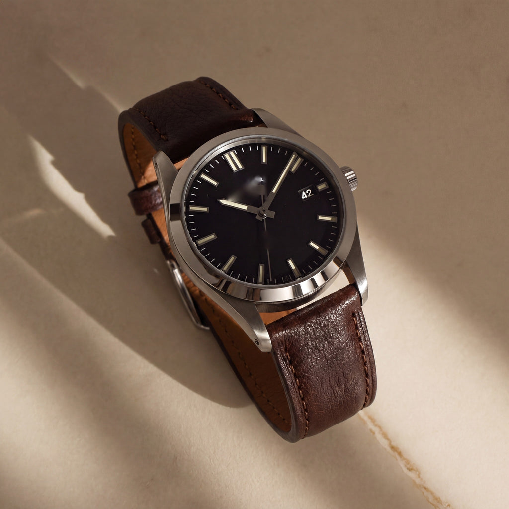 Quarante-et-Un — cadran noir, bracelet cuir — Maison Noirmont