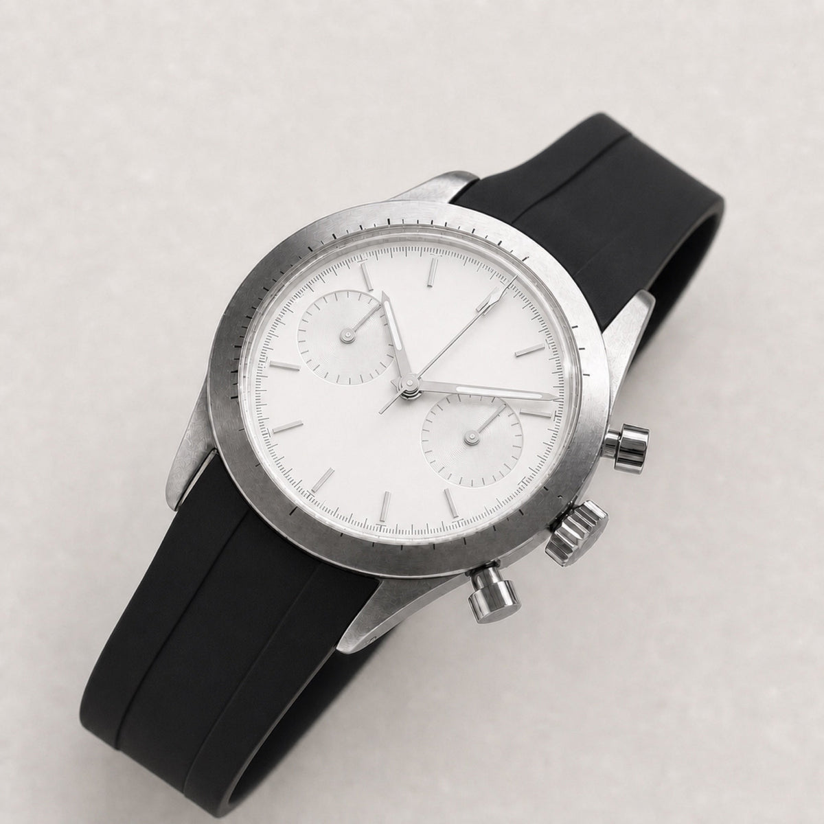 Contre-la-montre — Chronographe panda — Blanc ton sur ton · caoutchouc — Maison Noirmont