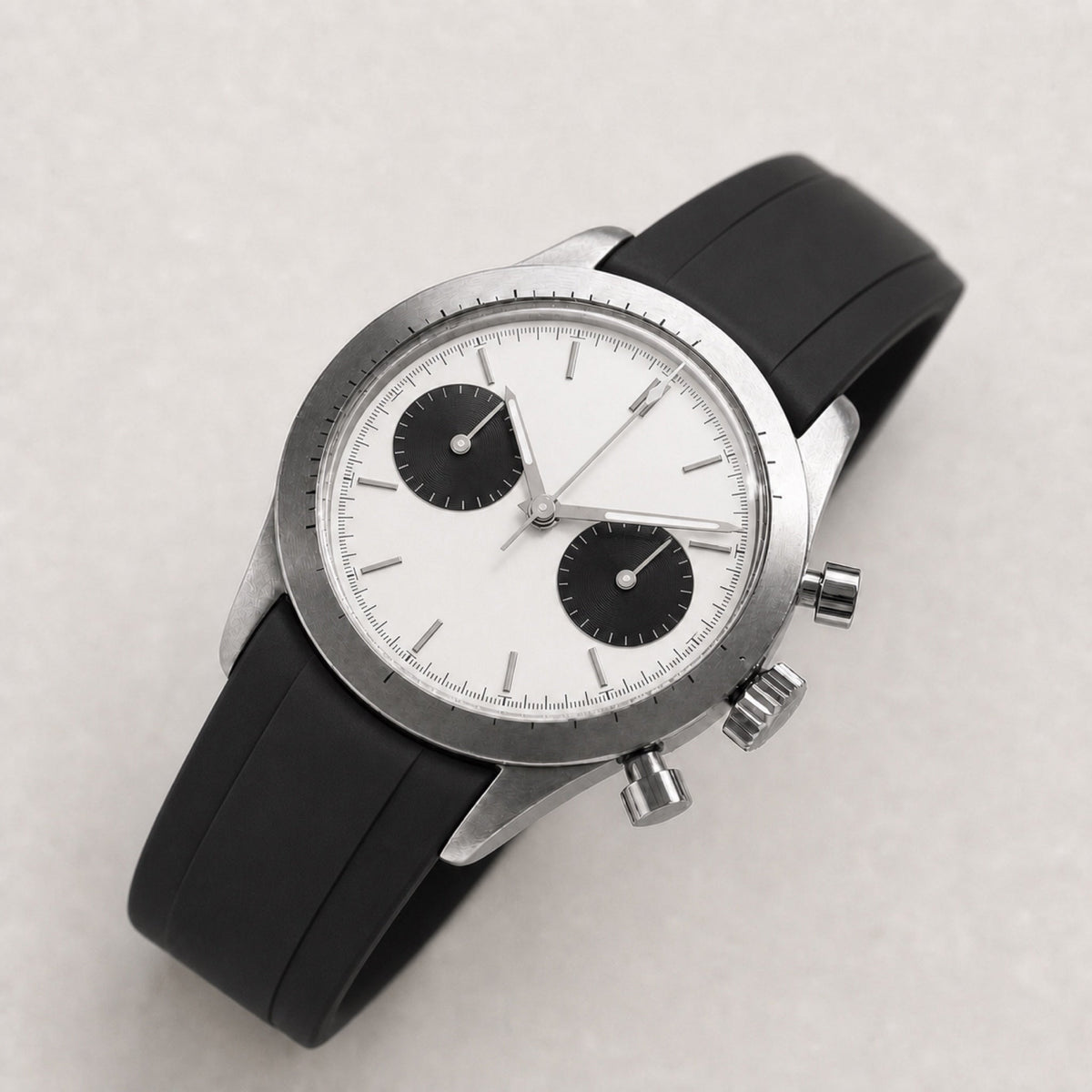 Contre-la-montre — Chronographe panda — Panda · bracelet caoutchouc — Maison Noirmont