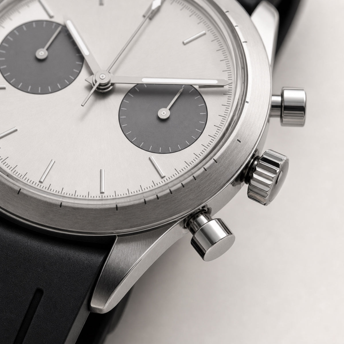 Contre-la-montre Argent — Chronographe — macro — Maison Noirmont