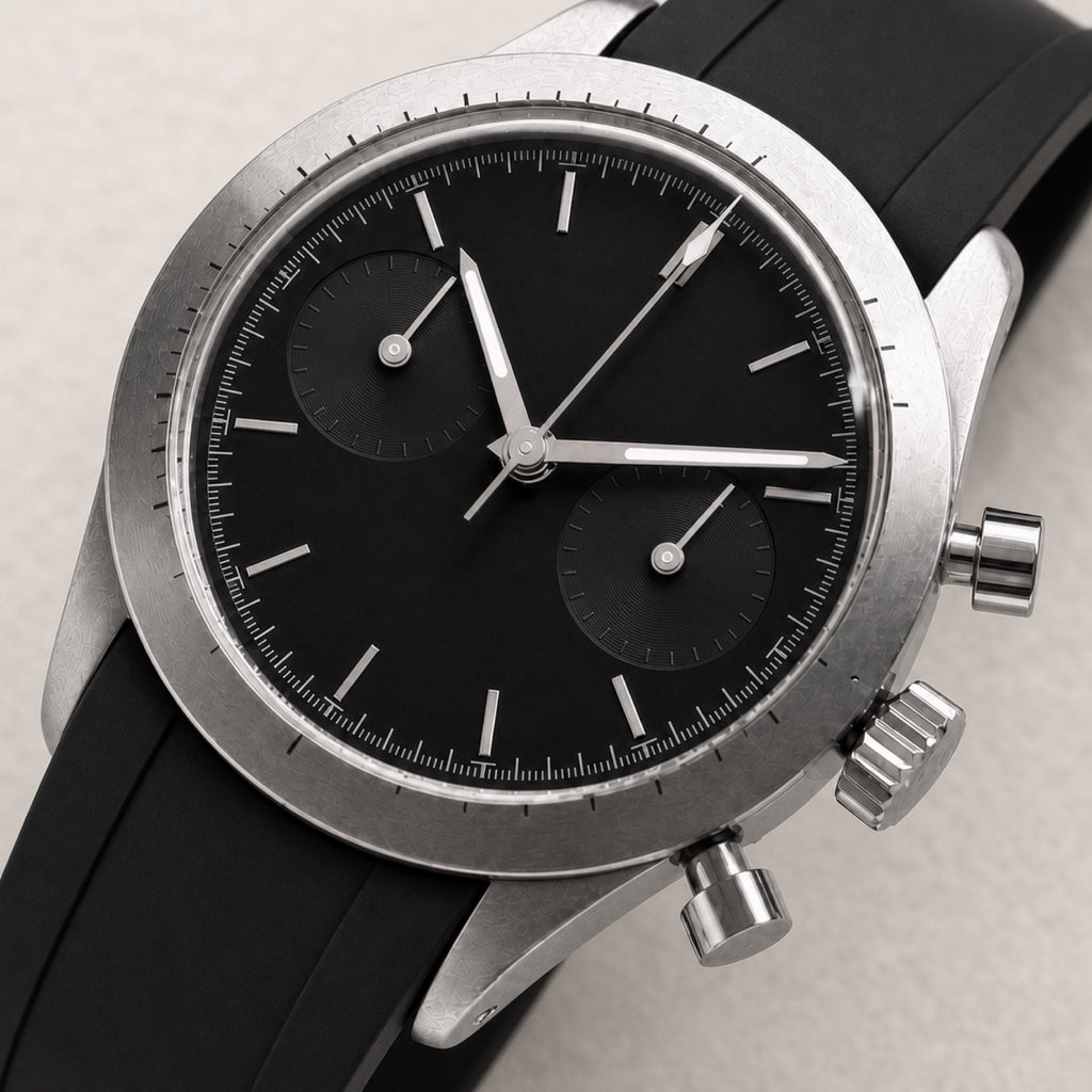 Contre-la-montre Noir — Chronographe — macro — Maison Noirmont