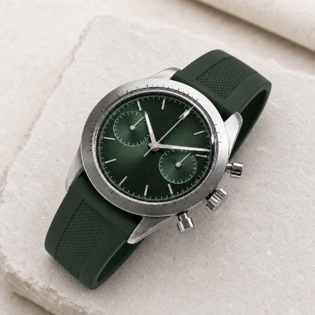 Contre-la-montre Vert — Chronographe — en situation — Maison Noirmont