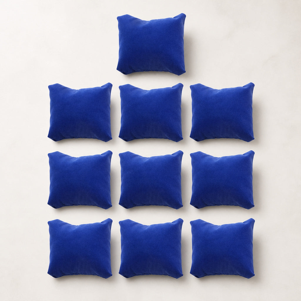 Lot de dix coussins de présentation — bleu royal — Maison Noirmont
