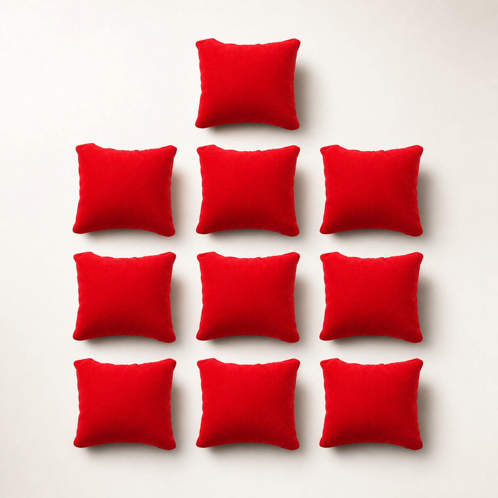 Lot de dix coussins de présentation — rouge — Maison Noirmont