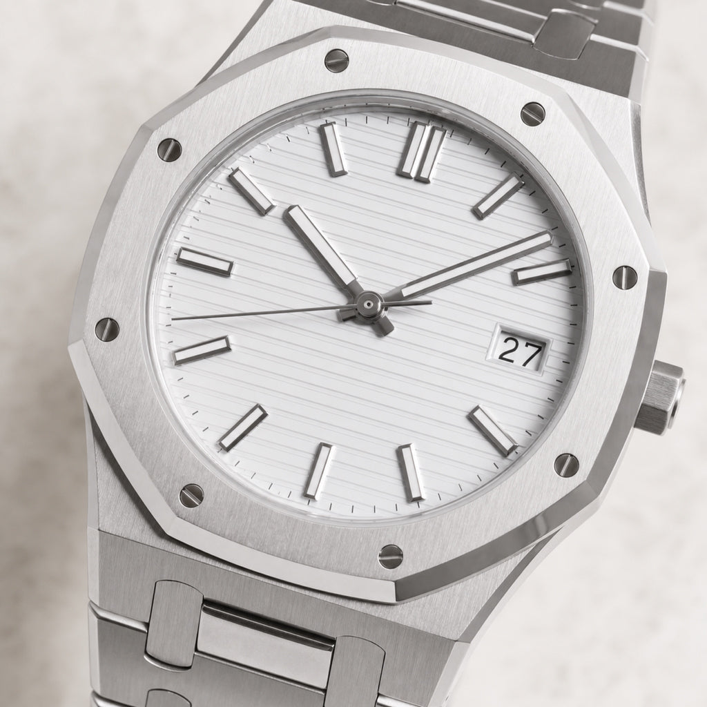 Intégrale Blanc argenté — Sport chic acier — macro — Maison Noirmont