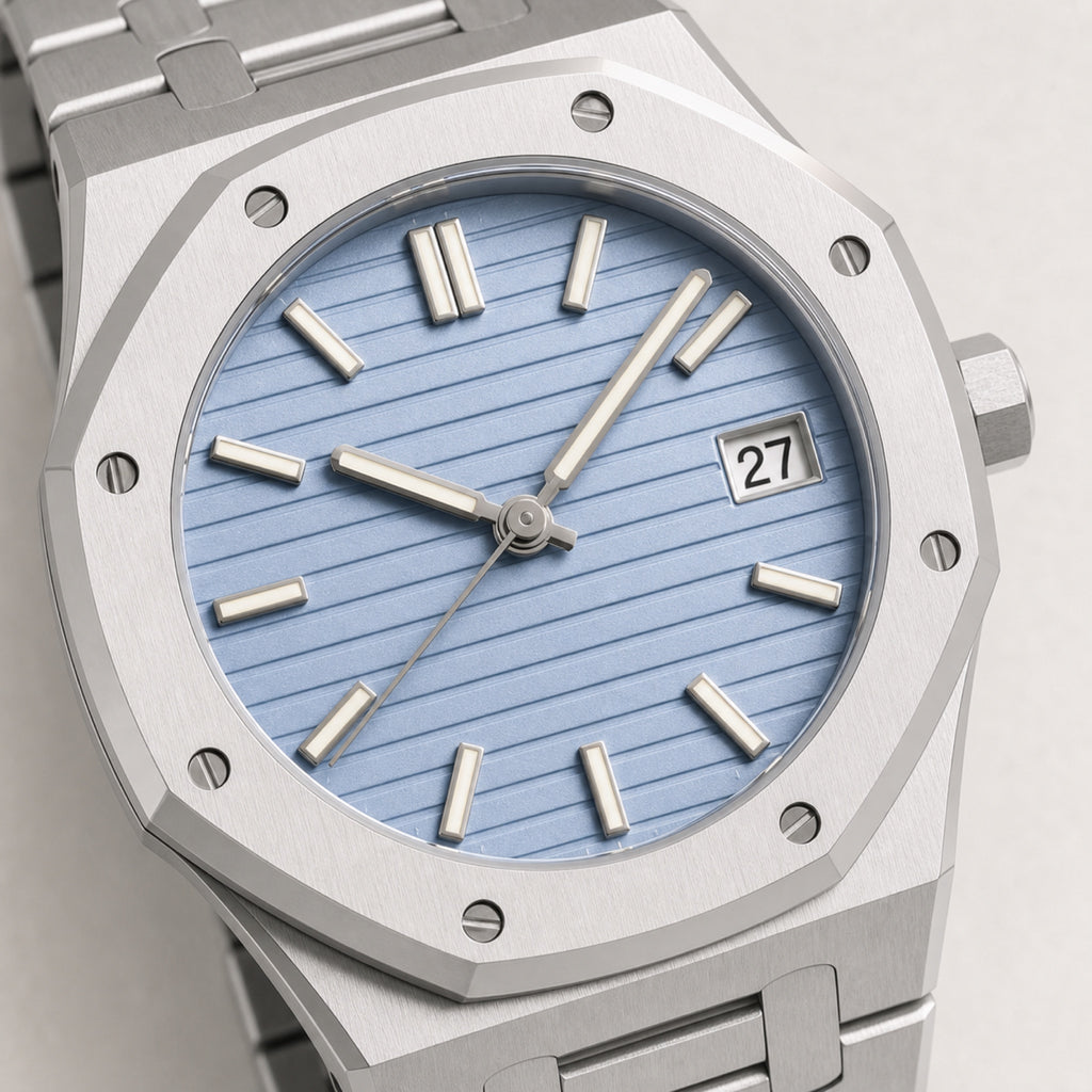 Intégrale Bleu ciel — Sport chic acier — macro — Maison Noirmont