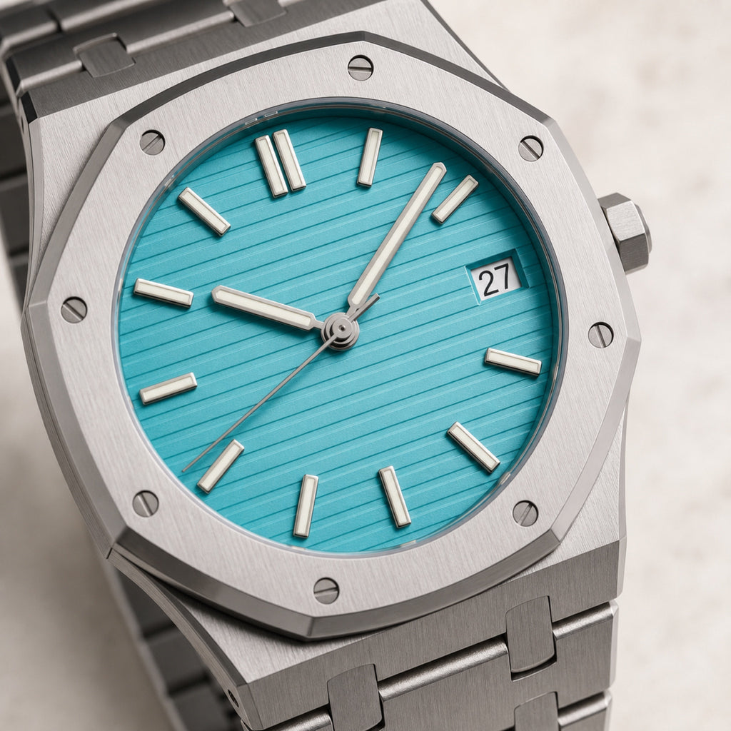 Intégrale Turquoise — Sport chic acier — macro — Maison Noirmont