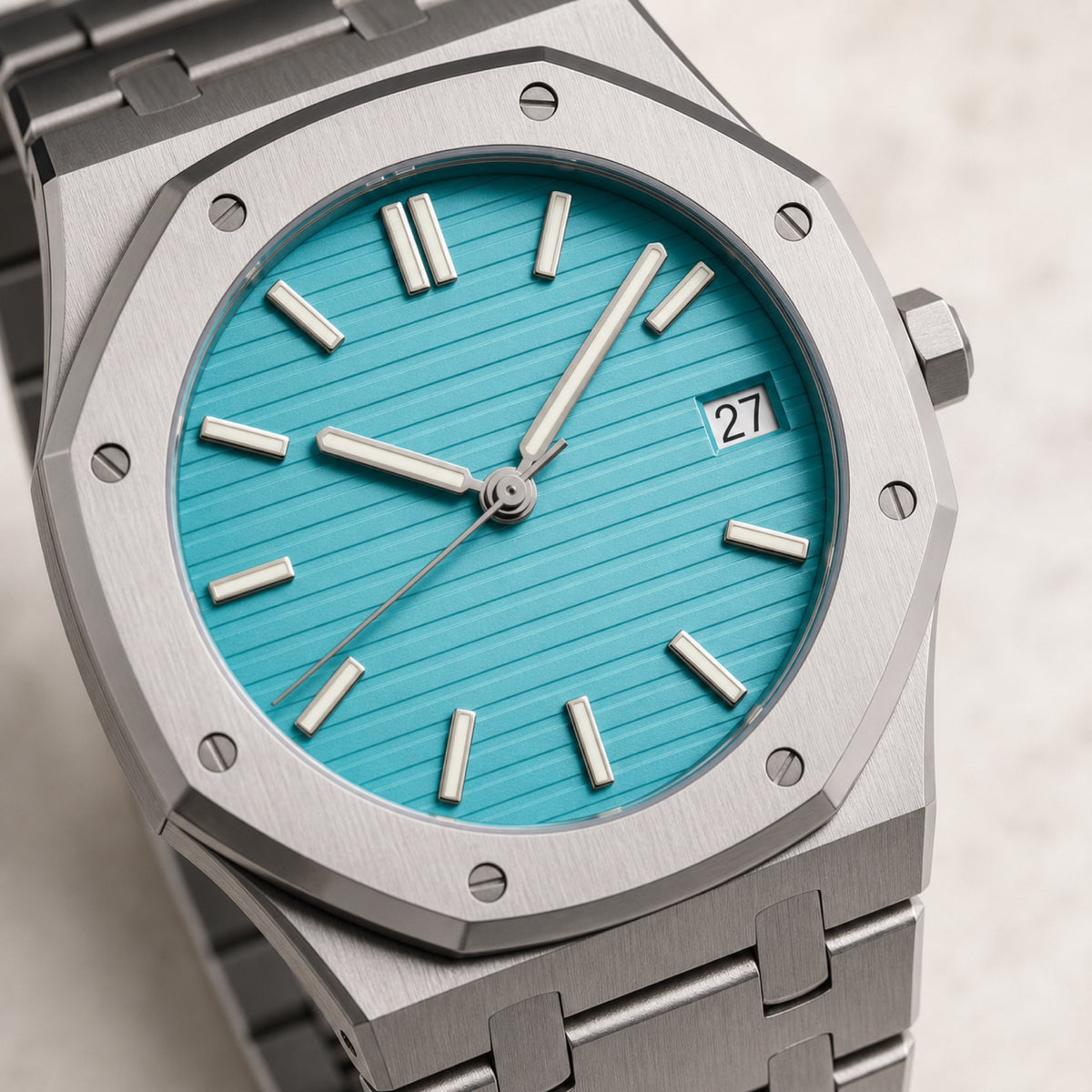 Intégrale Turquoise — Sport chic acier — macro — Maison Noirmont