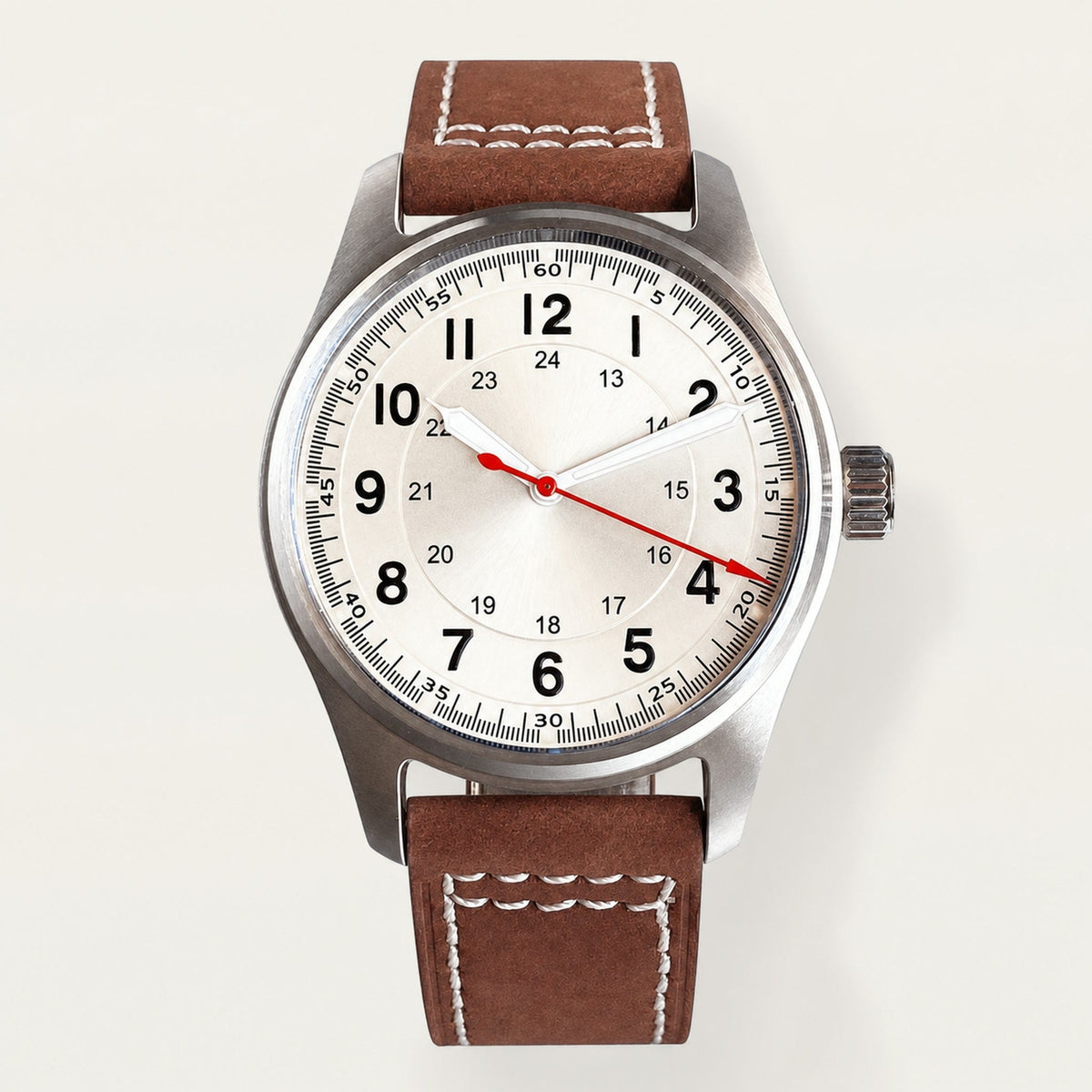 Montre field Éclaireur Acier, cadran argenté et trotteuse rouge — Maison Noirmont