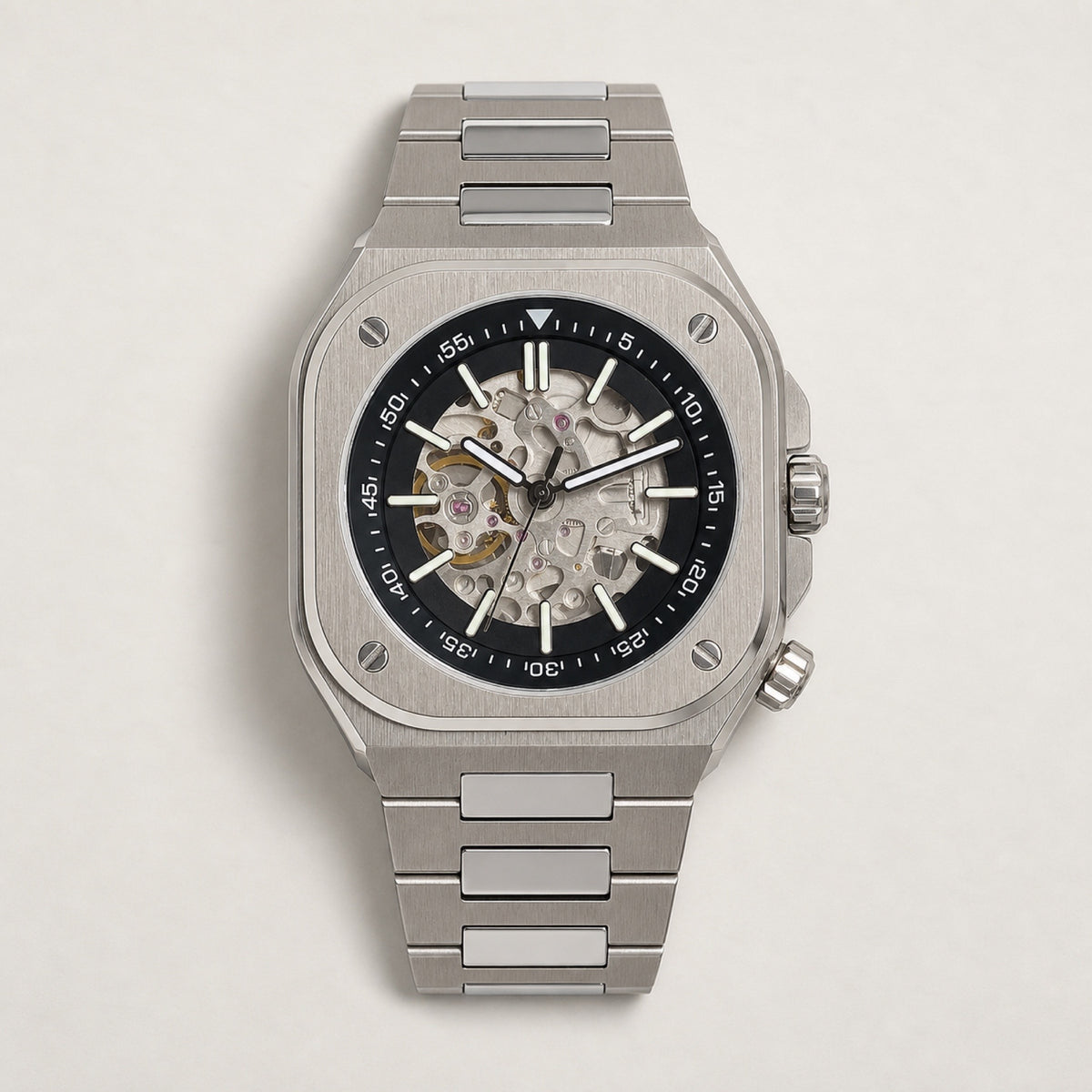 Squelette Carré noir — montre automatique NH70 — vue Maison Noirmont