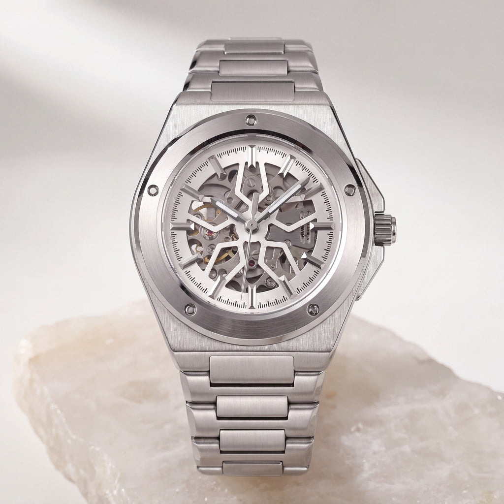 Squelette Octogone — Montre squelette automatique NH70, face