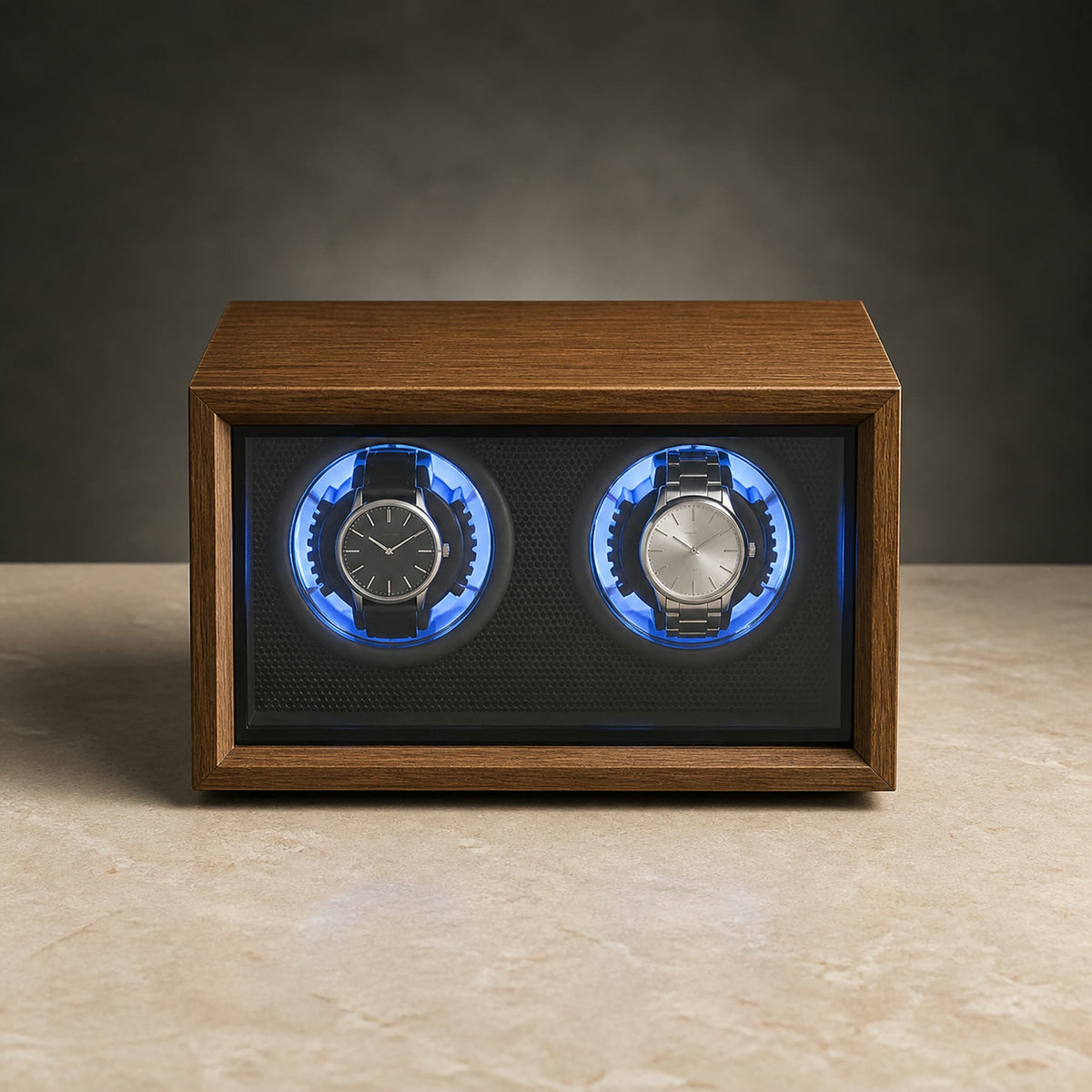 Remontoir Collection Bois LED noir — capacité 2 montres — Maison Noirmont