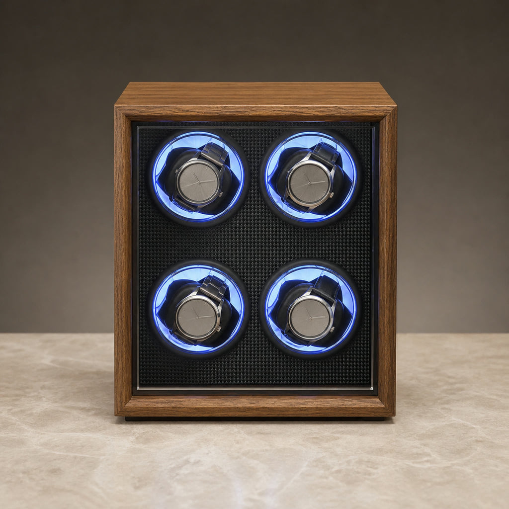 Remontoir Collection Bois LED noir — capacité 4 montres — Maison Noirmont