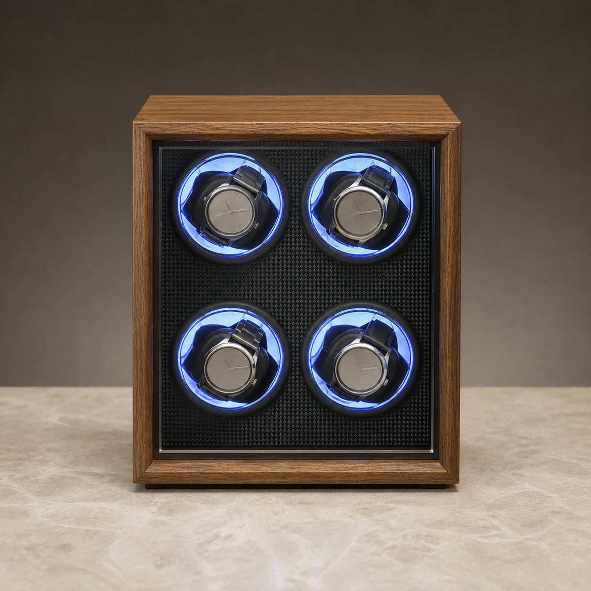 Remontoir Collection Bois LED noir — capacité 4 montres — Maison Noirmont