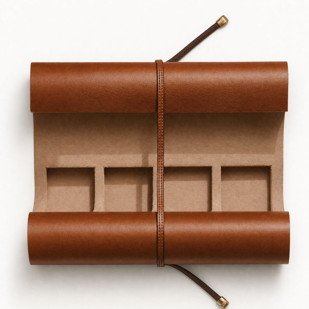 Rouleau de Voyage — cuir — Cuir brun · 2 montres — Maison Noirmont