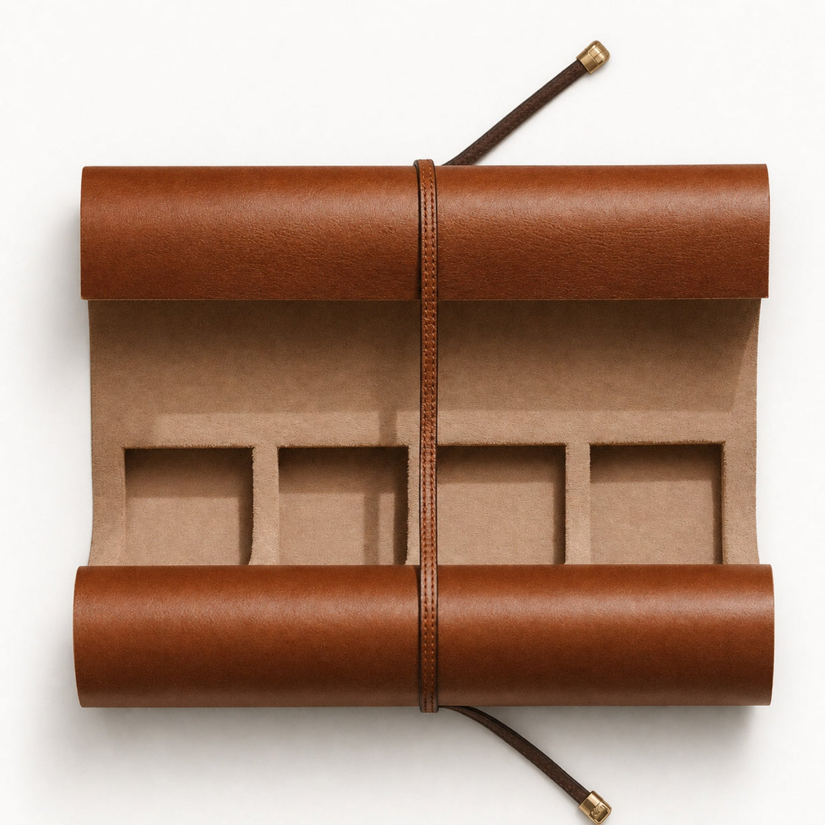 Rouleau de Voyage — cuir — Cuir brun · 2 montres — Maison Noirmont