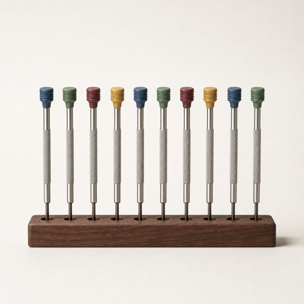 Set de tournevis d'horloger — 10 pièces — Manche annelé · tête colorée — Maison Noirmont
