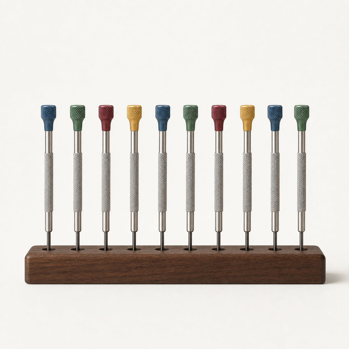 Set de tournevis d'horloger — 10 pièces — Manche moleté · tête colorée — Maison Noirmont