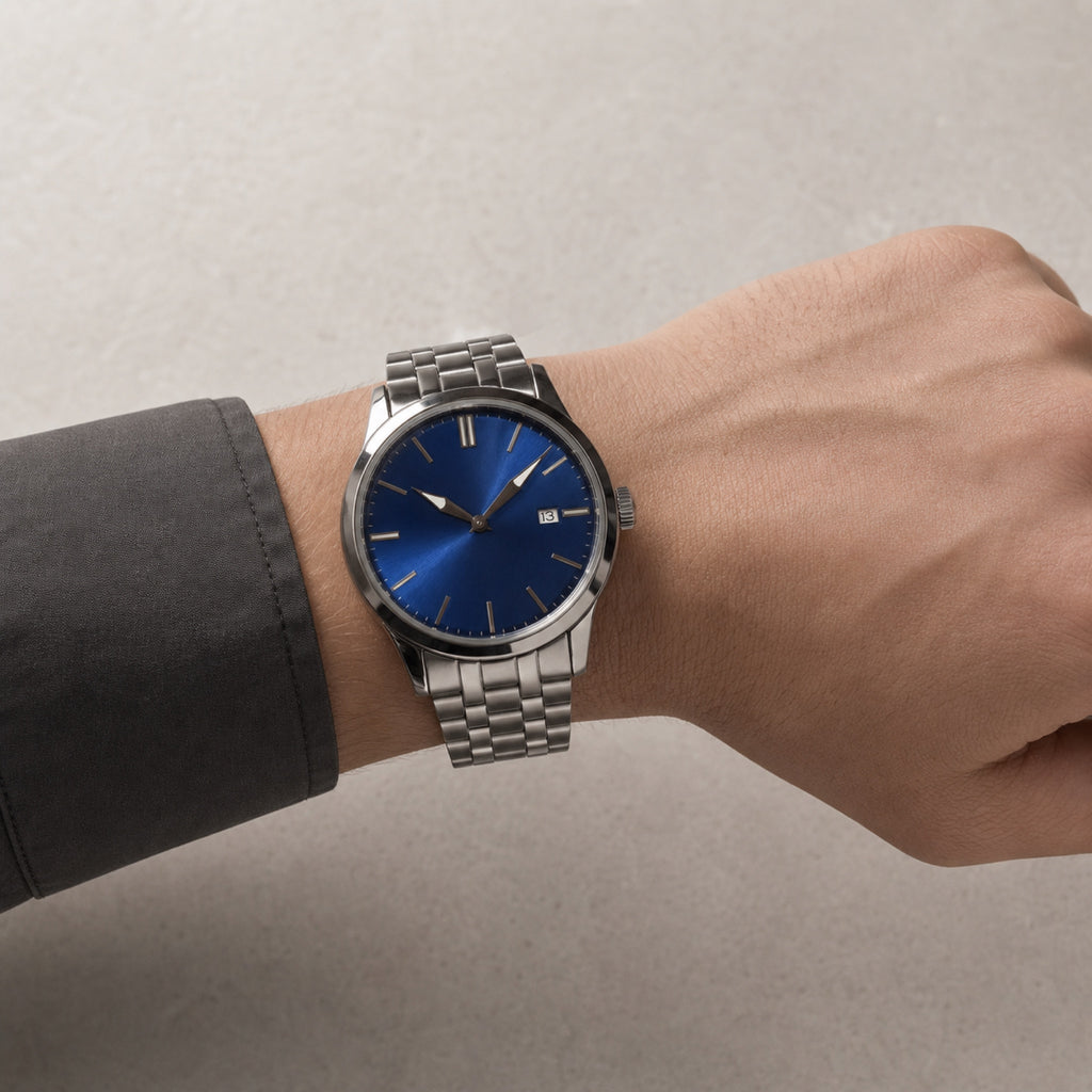 Trente-Six Bleu — Classique cinq rangs — au poignet — Maison Noirmont