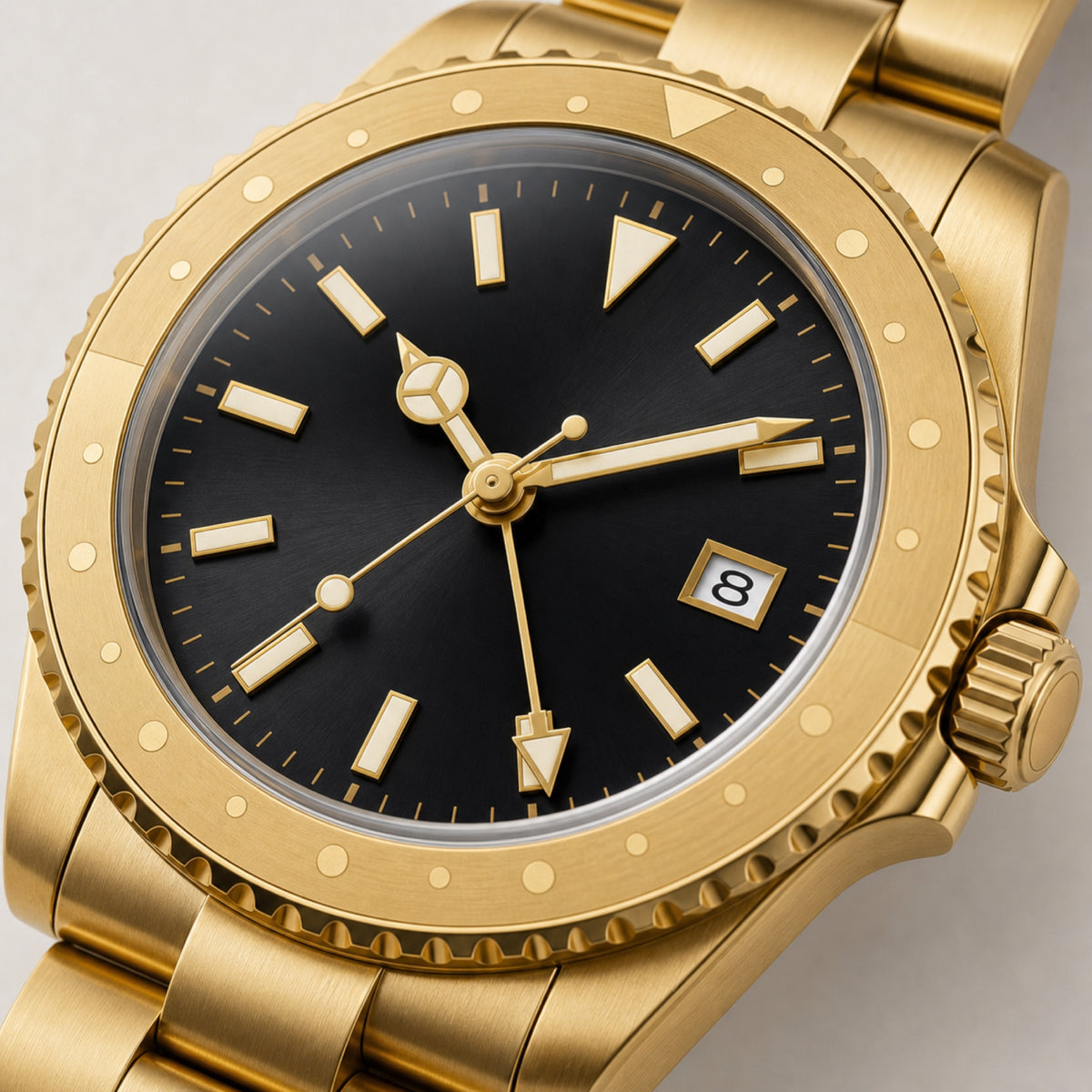 Voyageur Or — GMT bracelet 3 maillons — macro — Maison Noirmont
